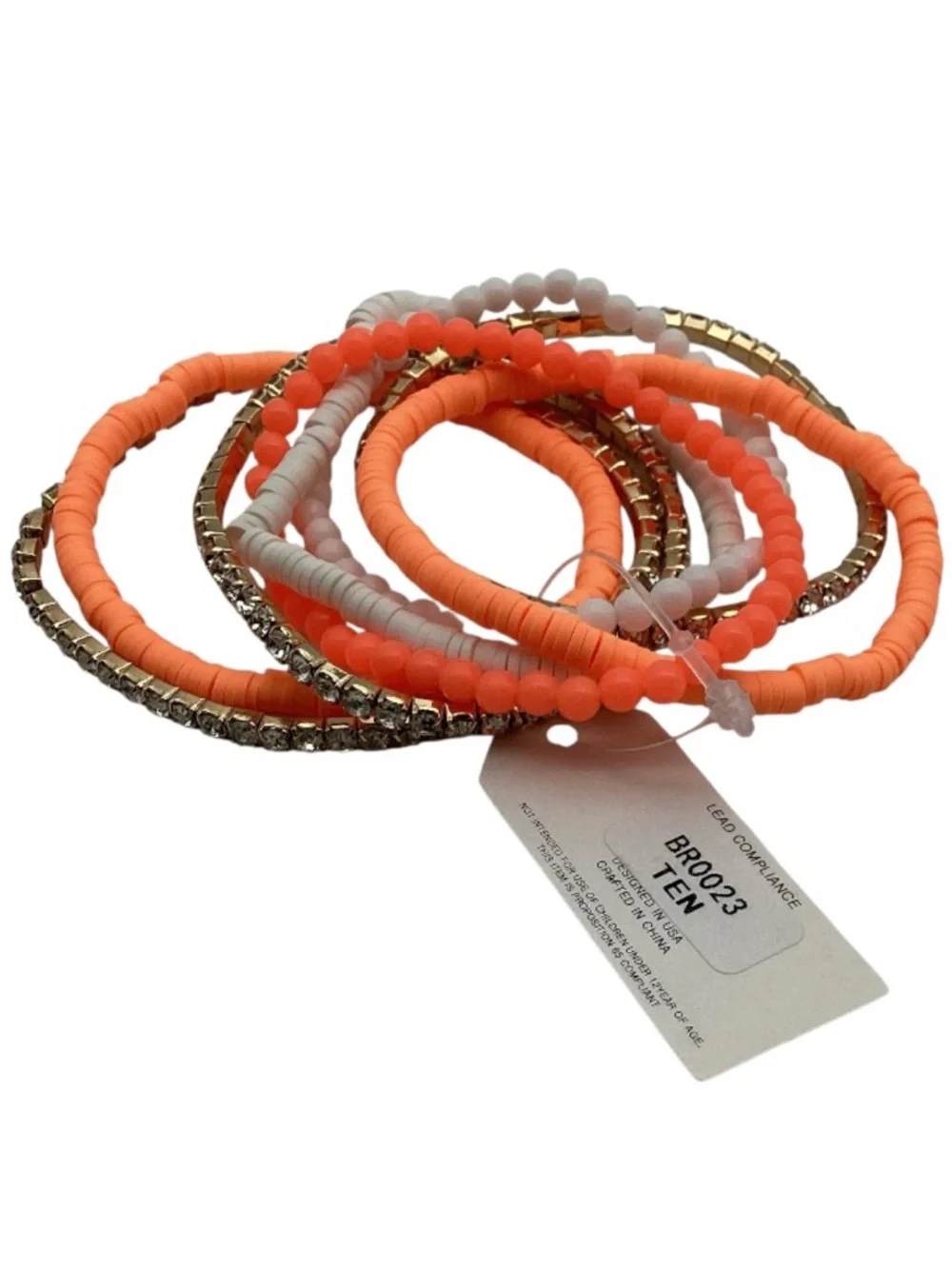 Own the Game 8 pc. Orange and White Beaded Bracelet Set (NWT)